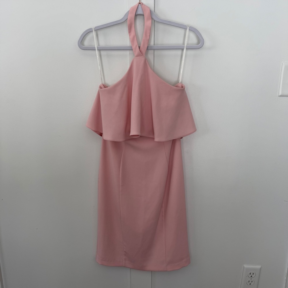 Amanda Uprichard Blush Pink Halter Dress Ruffle‎ Boddice Balletcore Feminine XS